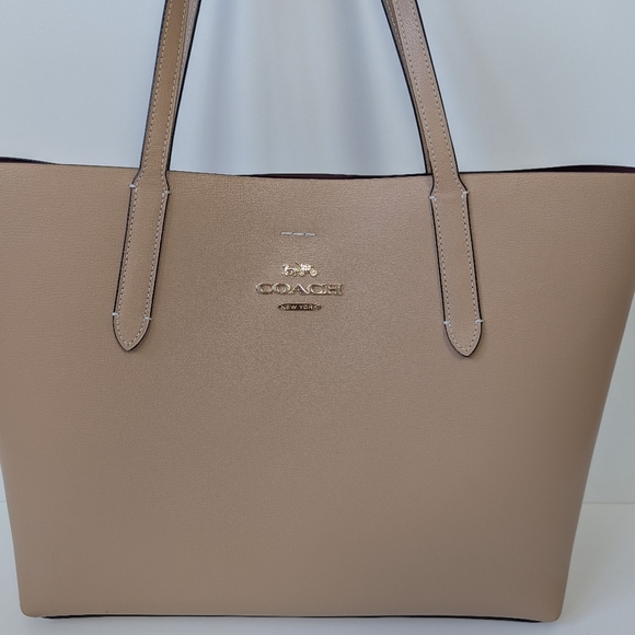 Coach Avenue Large Tote Carryall Beige Leather Bag - Picture 2 of 16